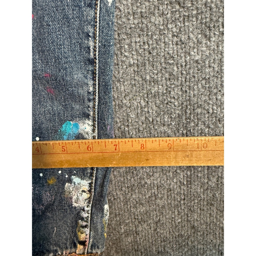Polo Ralph Lauren Astor Boyfriend Slim Distressed Paint Splatter Jeans 30 Blue - Picture 3 of 11